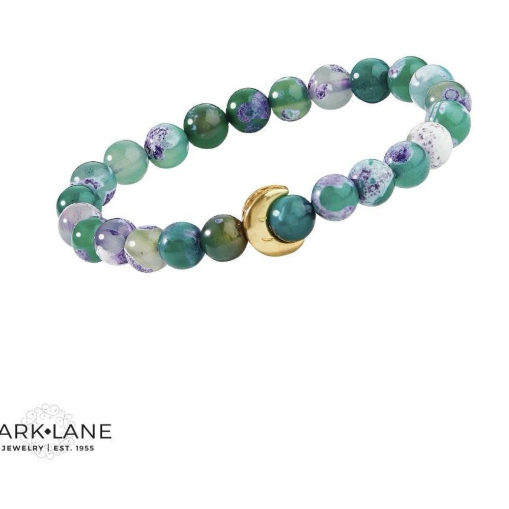 Park Lane Women’s Fig Bracelet Green Beaded with Gold Crescent Moon